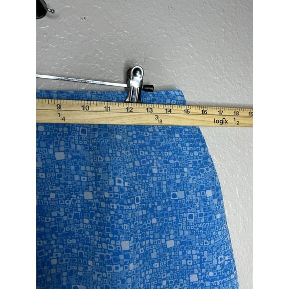 Cynthia Howie Maggy Boutique Skirt 100% SILK Blue White Y2K Career Retro 10P - Picture 5 of 7